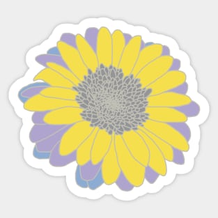 Yellow and Gray Flower Drawing Sticker